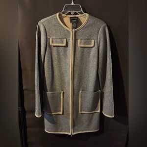 Doncaster Wool Blend Gray and Tan Zip-Up Jacket
